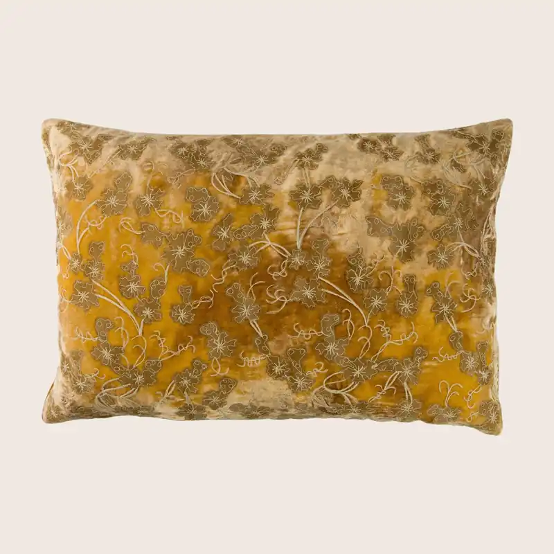 Azura Silk Velvet Lumbar Pillow, Shaded Oro - Anke Drechsel