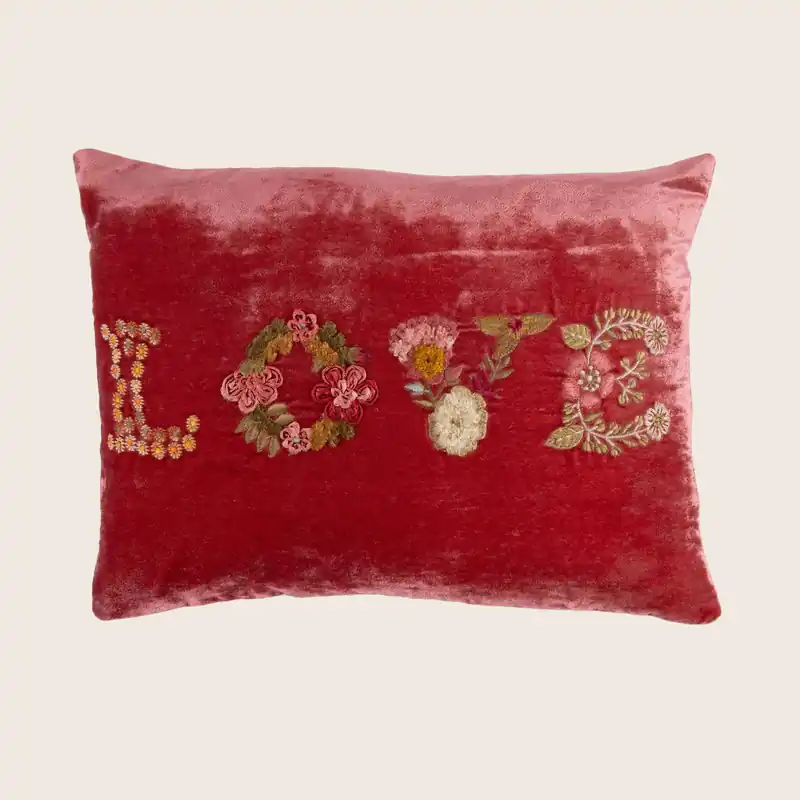 Love Silk Velvet Lumbar Pillow - Anke Drechsel