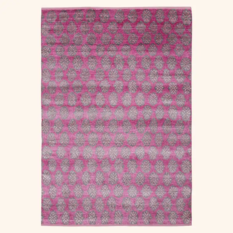 Pink Contemporary Wool Silk Blend Rug - 6' x 9'