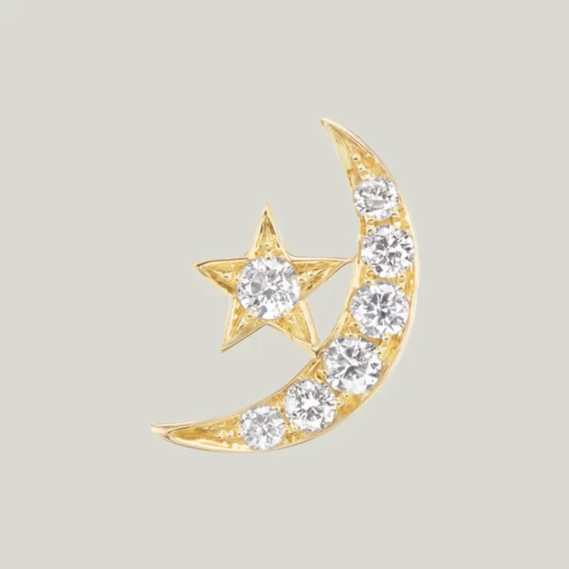 4 Elements: Large 'Air' Star & Moon Stud Earring Singles - AnaKatarina Design (Consigned)