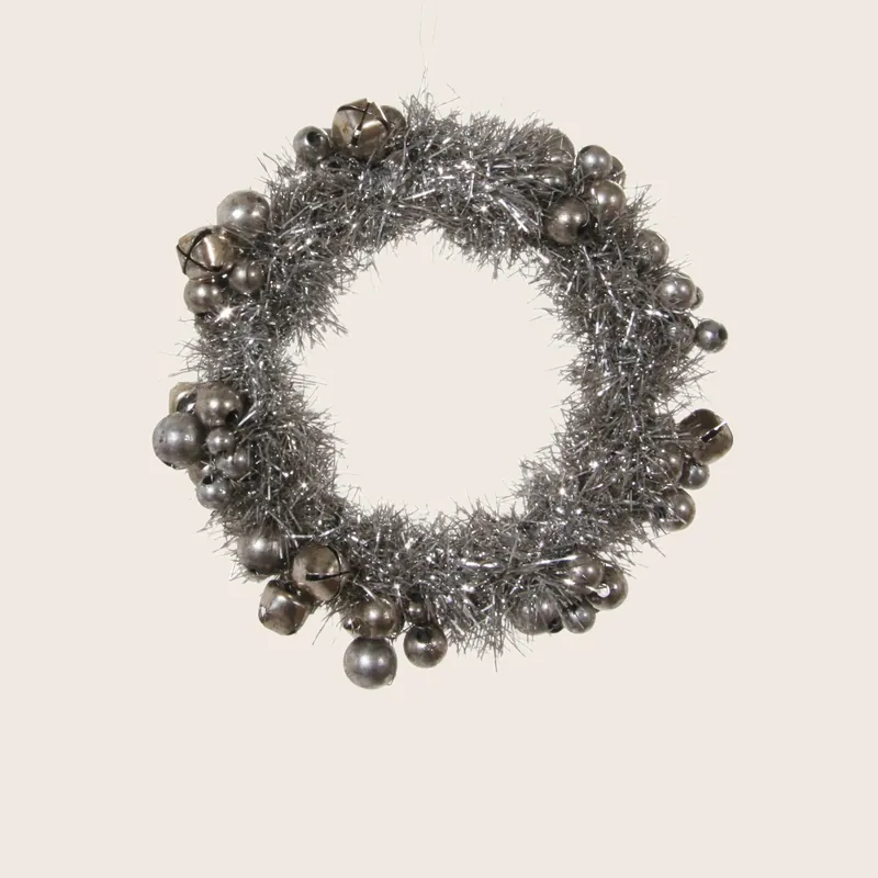 Jingle Bells Tinsel Wreath Ornament - Shishi