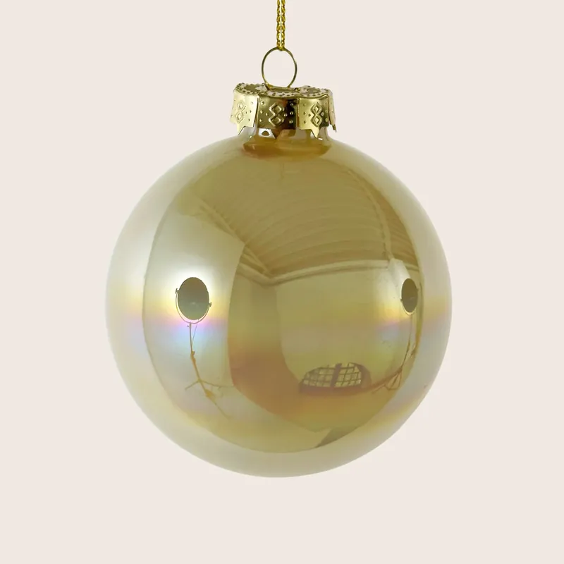 Cream Iridescent Glass Ball Ornament - Shishi