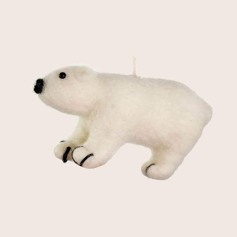 Wool Polar Bear Ornament - Shishi