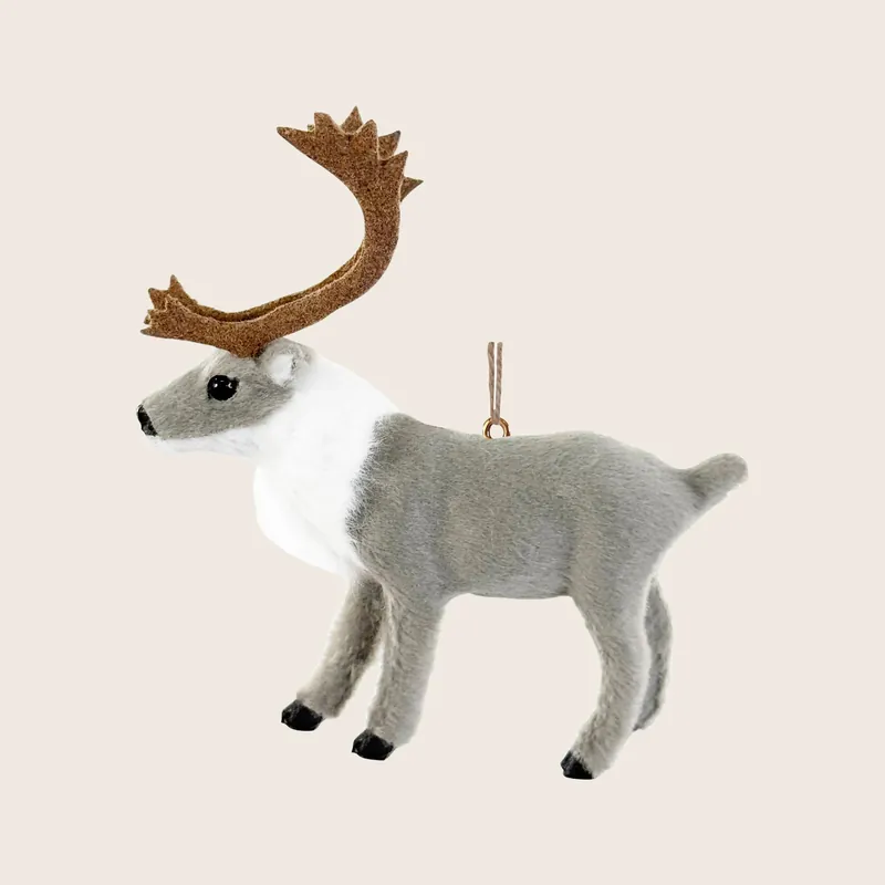 White Grey Reindeer Ornament - Shishi