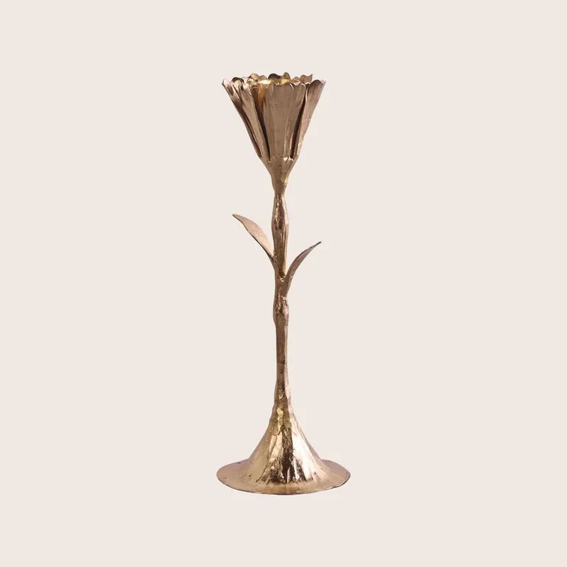 Gold Floral Candleholder, Medium - Be Home