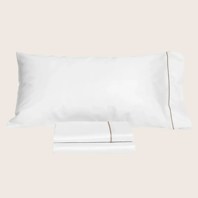 Luce Sheets & Pillowcases, White/Brown - Signoria Firenze (Leased)