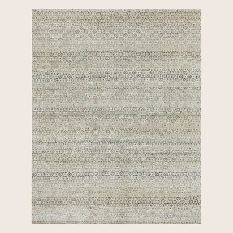 Beige Transitional Silk Rug - 8' x 10'