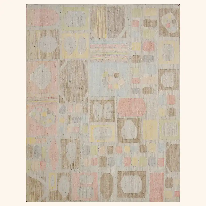 Multicolored Swedish Inspired Flatweave Art Silk Rug - 6' x 9'