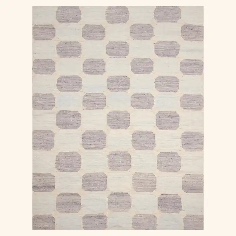 Grey Swedish Inspired Flatweave Art Silk Rug - 6' x 9'