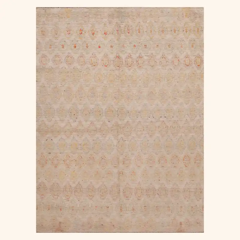Beige Zameen Transitional Wool Rug - 4'10" x 6'5"