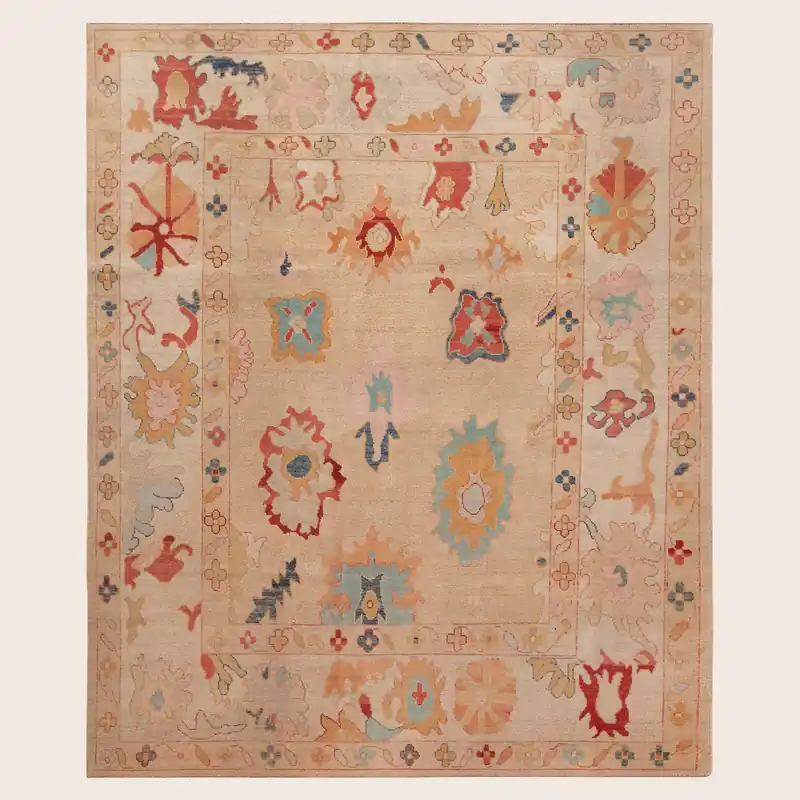 Beige Zameen Transitional Wool Rug - 8' x 9'8"