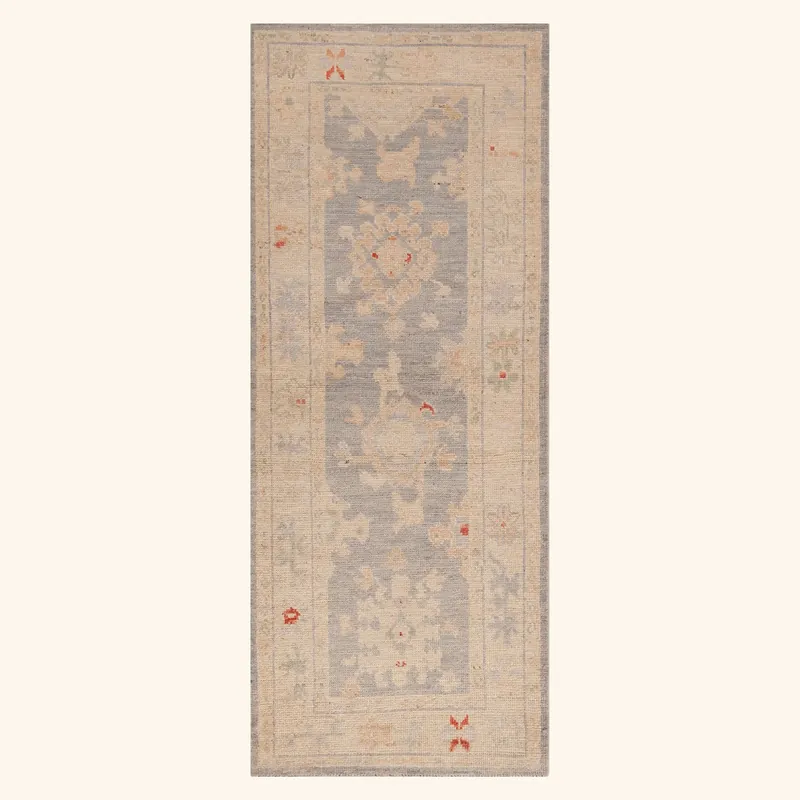 Blue Zameen Transitional Wool Runner - 2'9" x 6'9"