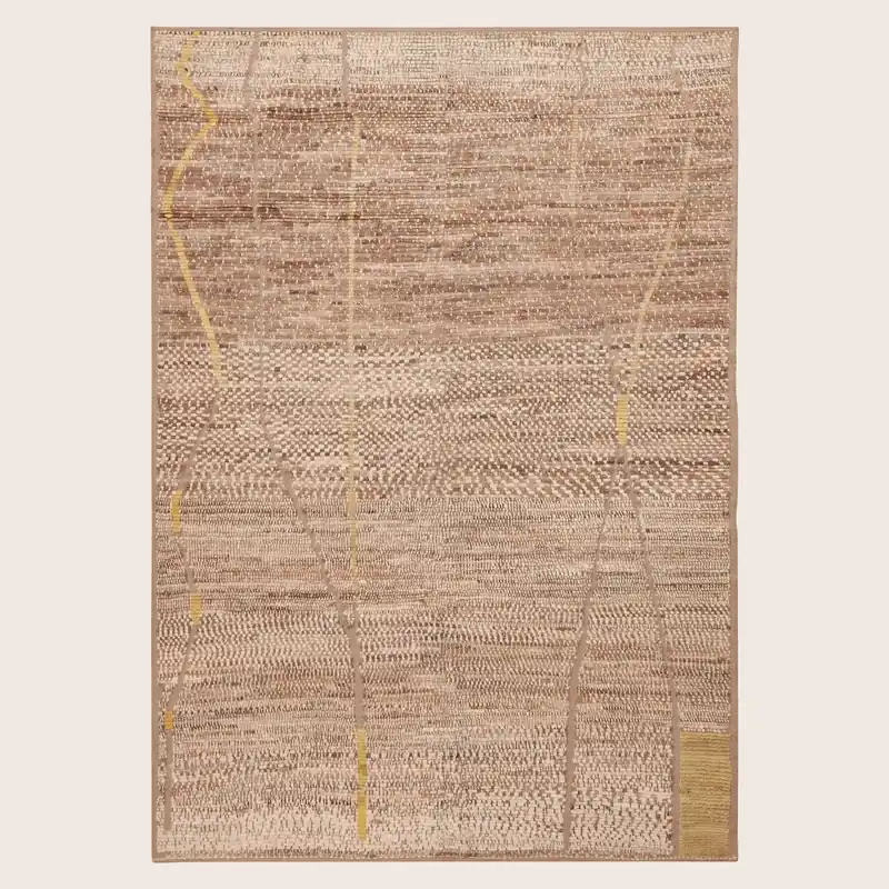 Beige Zameen Transitional Wool Rug - 6'4" x 9'5"
