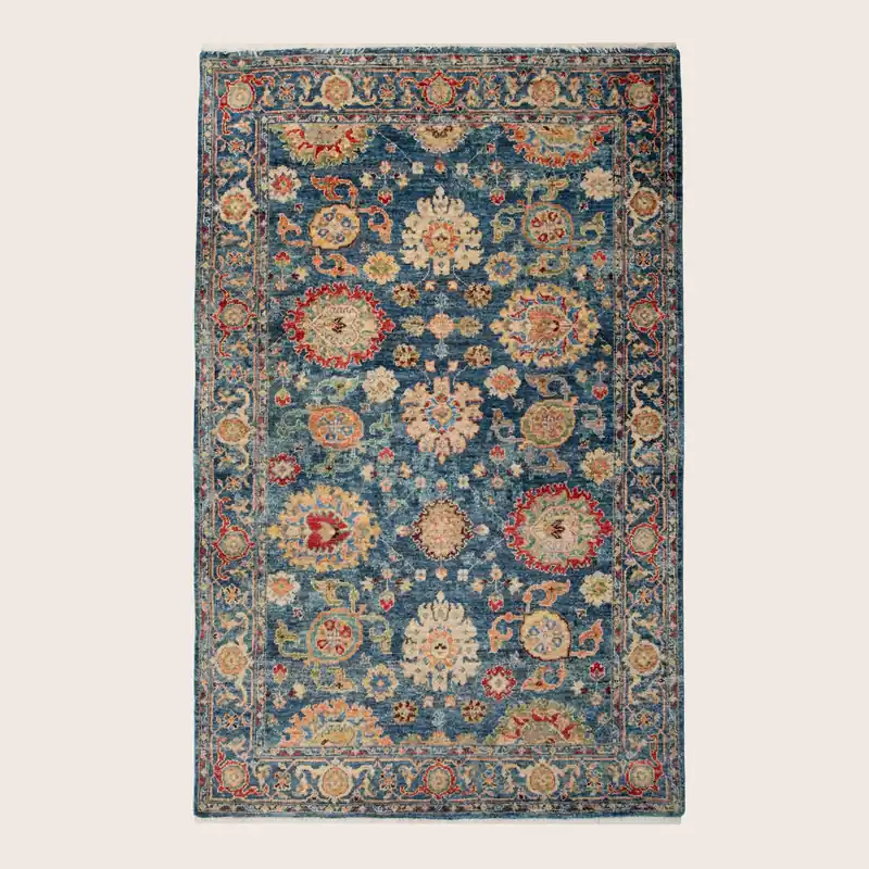 Blue Antique Revival Wool Rug - 4' x 6'