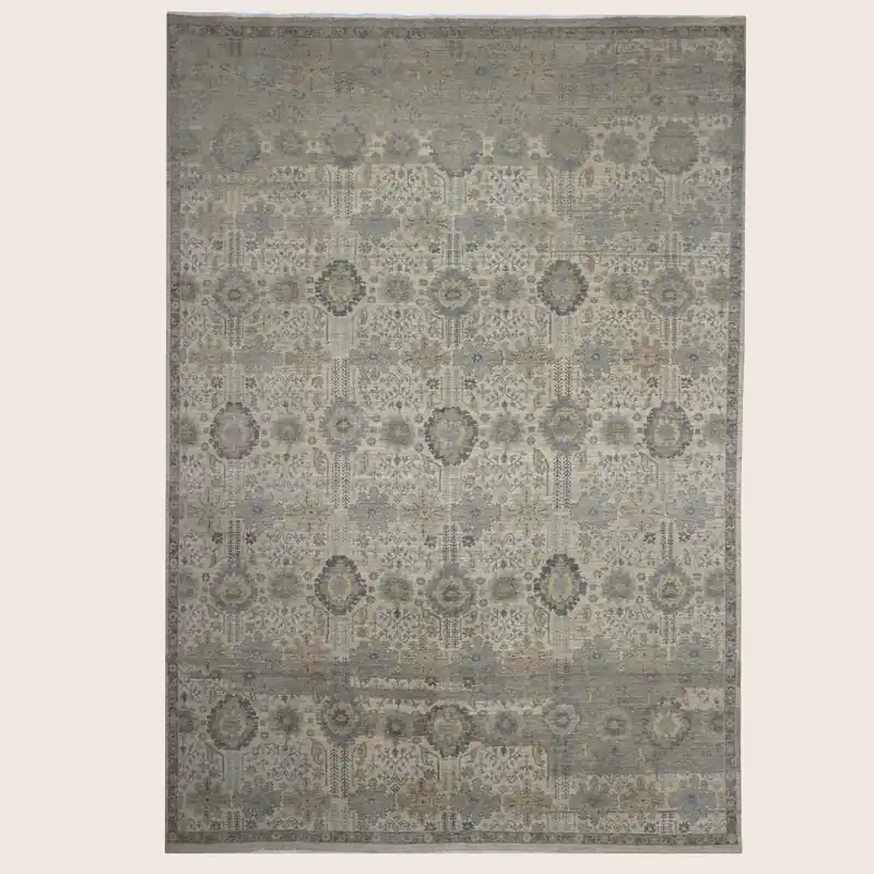 Light Grey Antique Revival Wool Rug - Rupesh Kumar & Sons