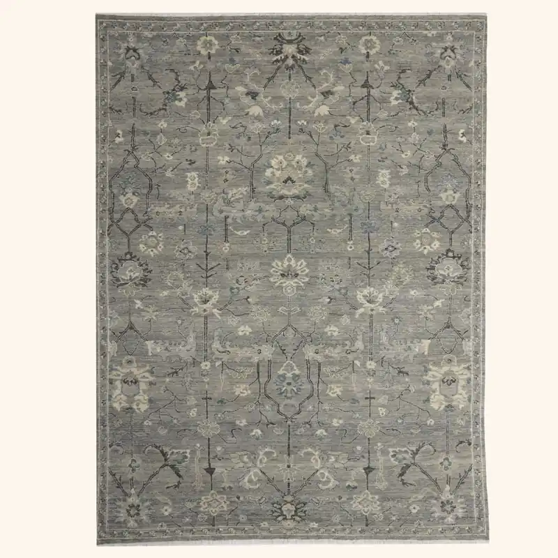 Grey Antique Revival Wool Rug - 6' x 9'