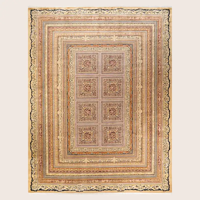Yellow Traditional Wool Rug - 9'1" x 12'3"
