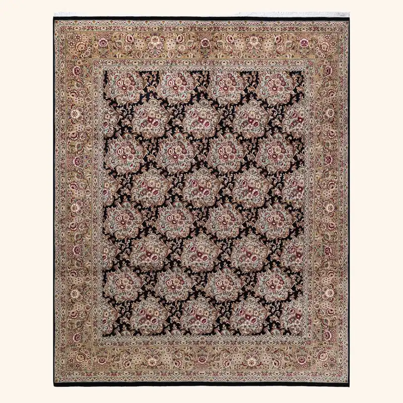 Black Traditional Wool Rug - 8'1" x 10'
