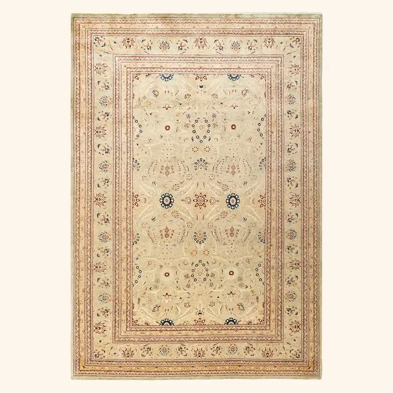 Beige Traditional Wool Rug - 6'1" x 8'10"