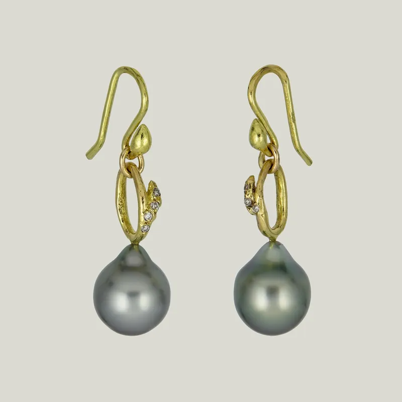 Budded Branch Tahitian Pearl Drops Earring - Kimberlin Brown (Consigned)