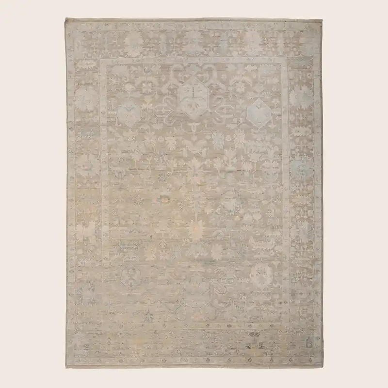Aqua Silk and Wool Area Rug - 9' x 12'