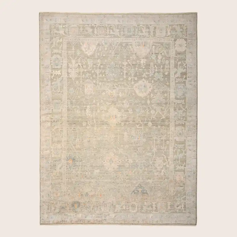 Light Blue Silk and Wool Area Rug - 9' x 12'