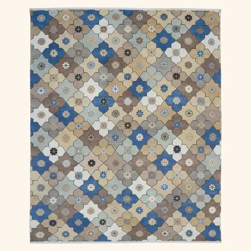 Multicolored Transitional Wool Silk Rug - 8' x 10'