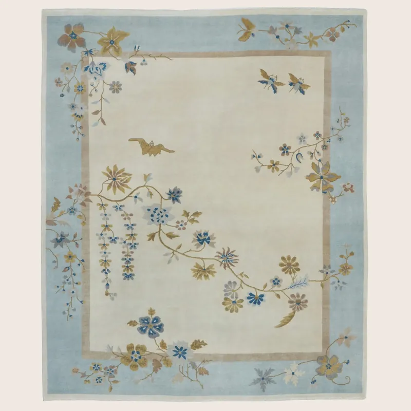 Traditional Art Deco Wool Silk Rug - 8' x 10'