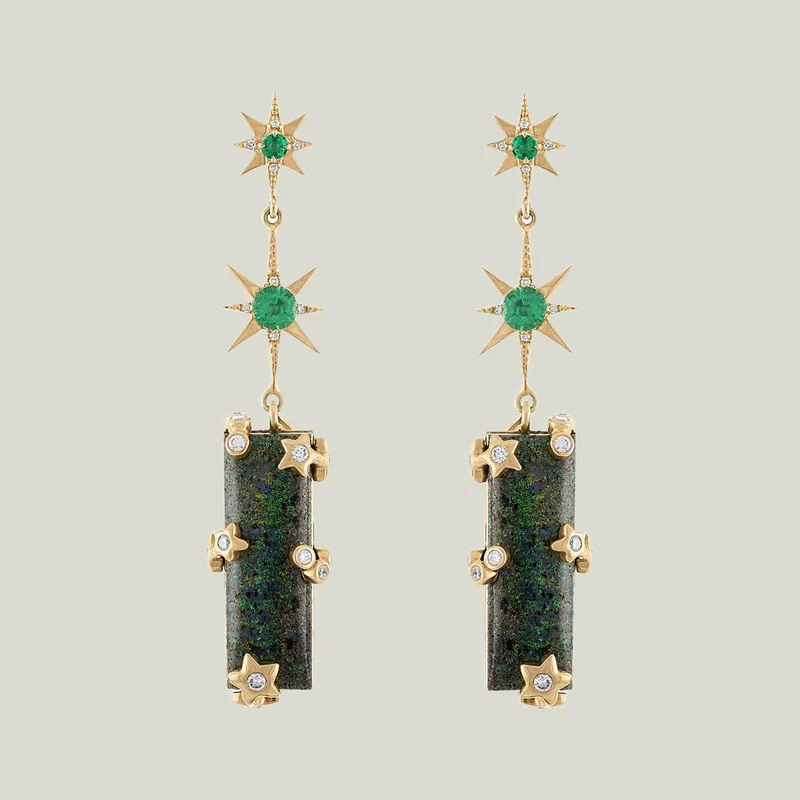 Celestial Transformer Emerald Opal Earrings - Eden Presley (Consigned)