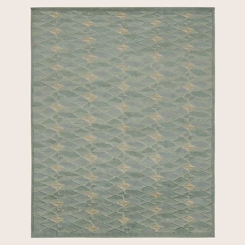 Green Swedish Inspired Wool Rug - 8'4" x 10'4"