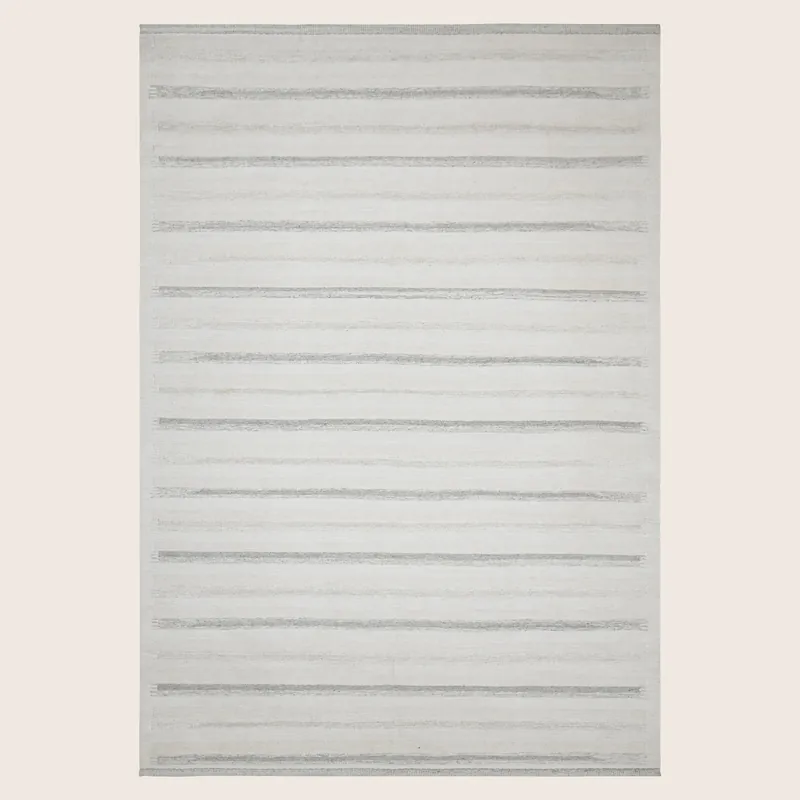 Light Grey Swedish Inspired Flatweave Wool Rug - 9'10" x 14'