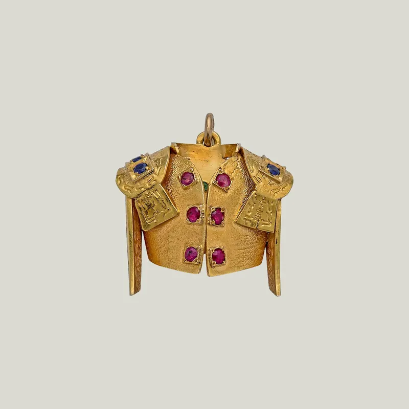 Vintage 14KYG Gem-Set Jacket Pendant