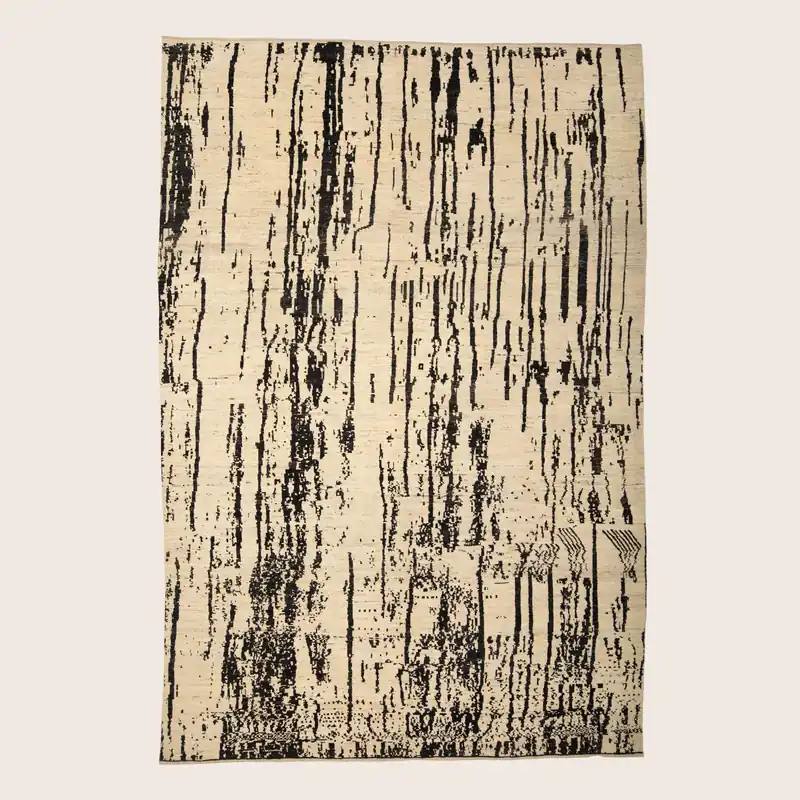 Black & White Zameen Transitional Wool Rug - 9'10" x 14'3"