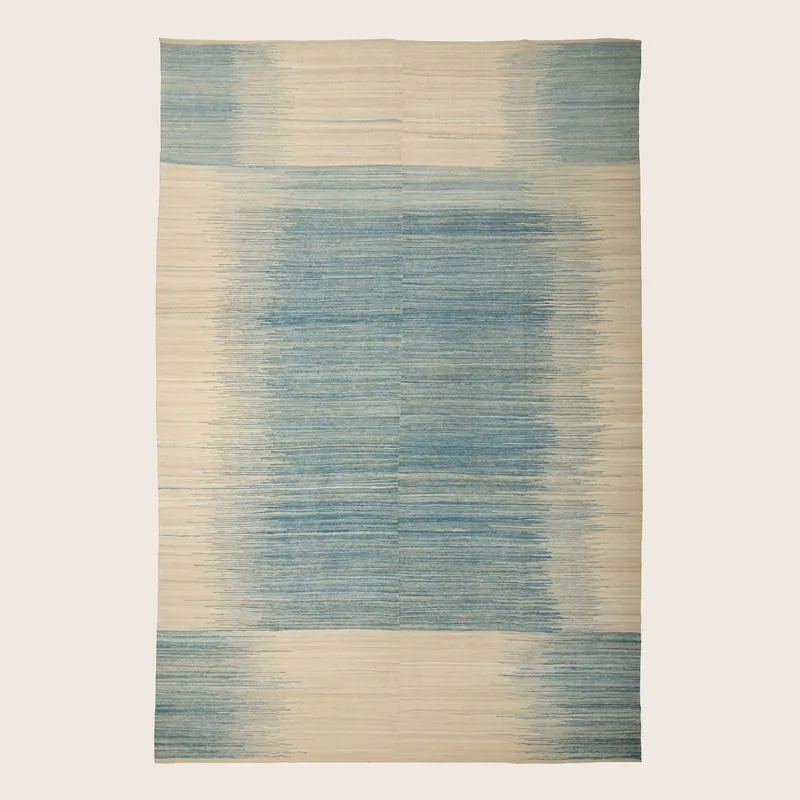 Blue Flatweave Wool Rug - 10'6" x 14'8"