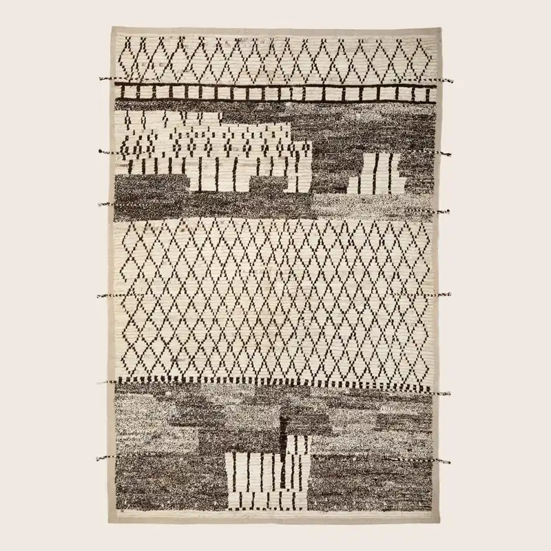 Black Zameen Transitional Wool Rug - 6'5" x 9'3"