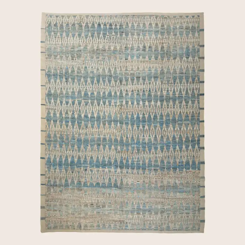 Blue Zameen Transitional Wool Rug - 9'4" x 12'1"
