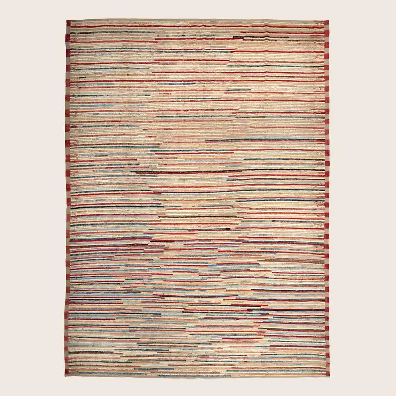 Red Zameen Transitional Wool Rug - 9'6" x 11'10"