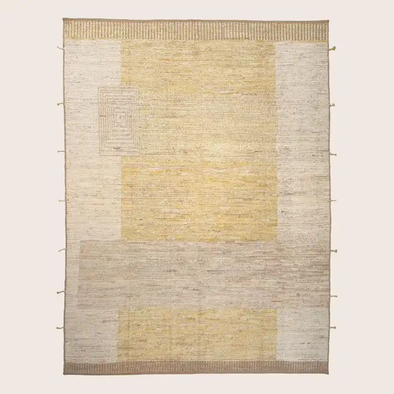 Yellow Zameen Transitional Wool Rug - 8'8" x 11'3"
