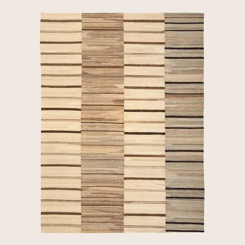Brown Transitional Kilim Wool Rug - 8'10" x 11'7"