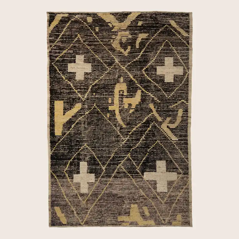Black Zameen Transitional Wool Rug - 6'9" x 9'3"