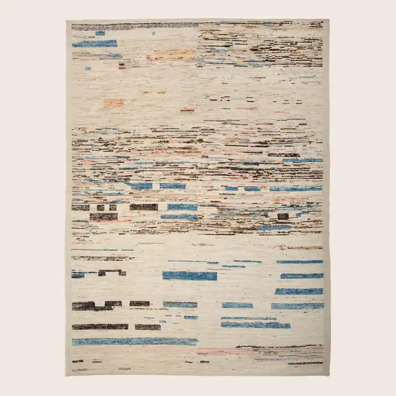 Blue & Natural Zameen Transitional Wool Rug - 10'6" x 13'9"