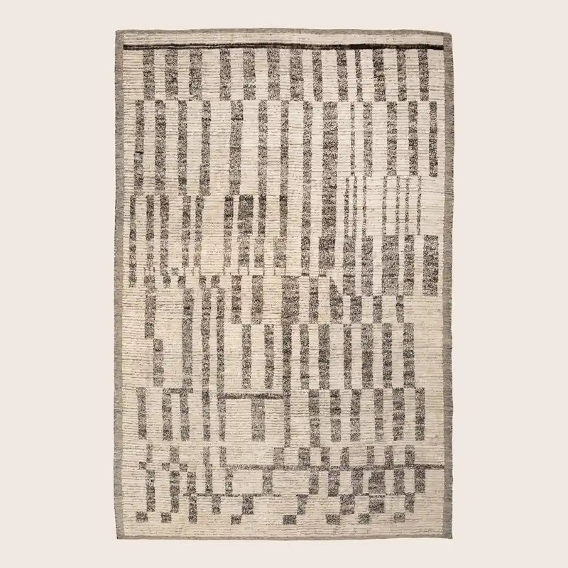 Beige Zameen Transitional Wool Rug - 6'2" x 9'1"