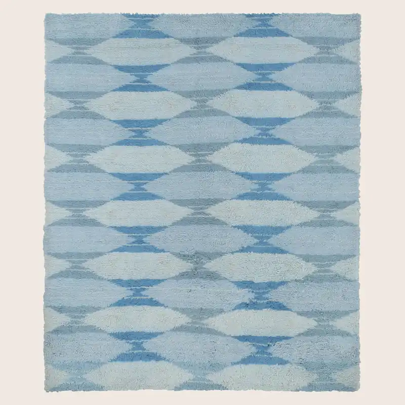 Blue Moroccan Wool Rug - 9' x 12'