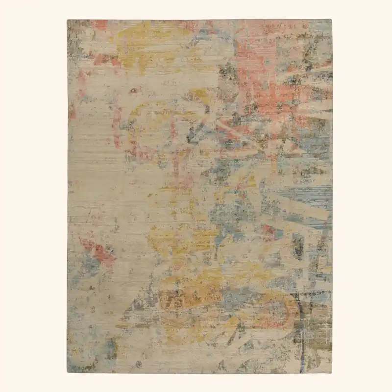 Multicolored Contemporary Wool Rug - Rupesh Kumar & Sons