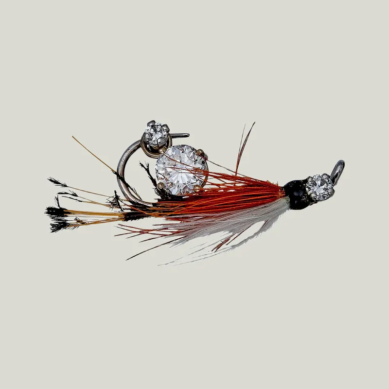 Retro 18KYG Diamond Fishing Lure Pin - Odeon Collection (Leased)