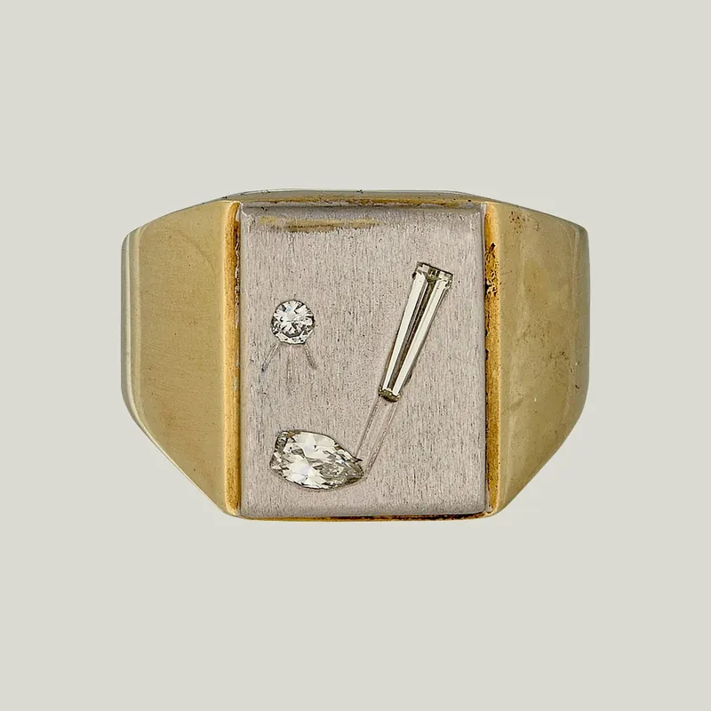 Vintage Diamond Golf Signet Ring - Odeon Collection (Leased)