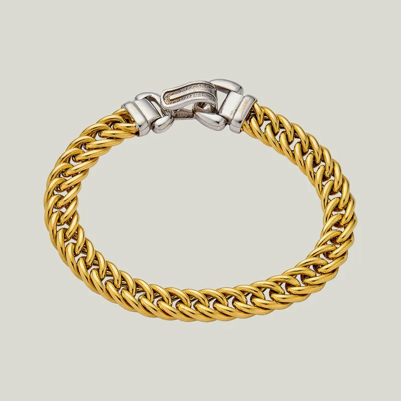 Vintage 14KYG 14KWG Curb Link Buckle Bracelet - Odeon Collection (Leased)