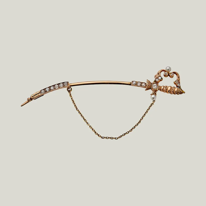 Victorian 14KYG Diamond Saber Pin - Odeon Collection (Leased)