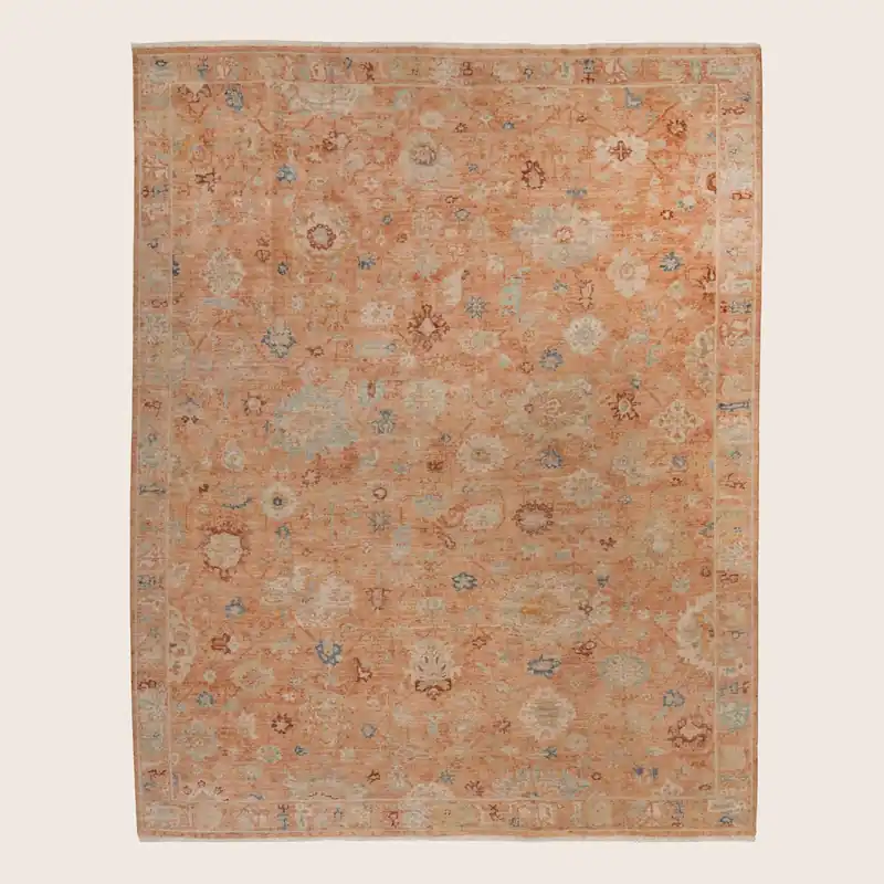 Rust Antique Revival Wool Silk Blend Rug - Rupesh Kumar & Sons
