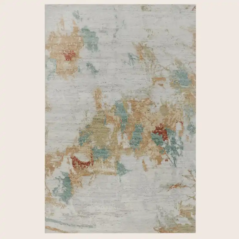 Multicolored Contemporary Wool Rug - 6' x 9'